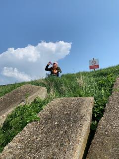 Lunch stop at Howe Outfall, after around 10 miles.